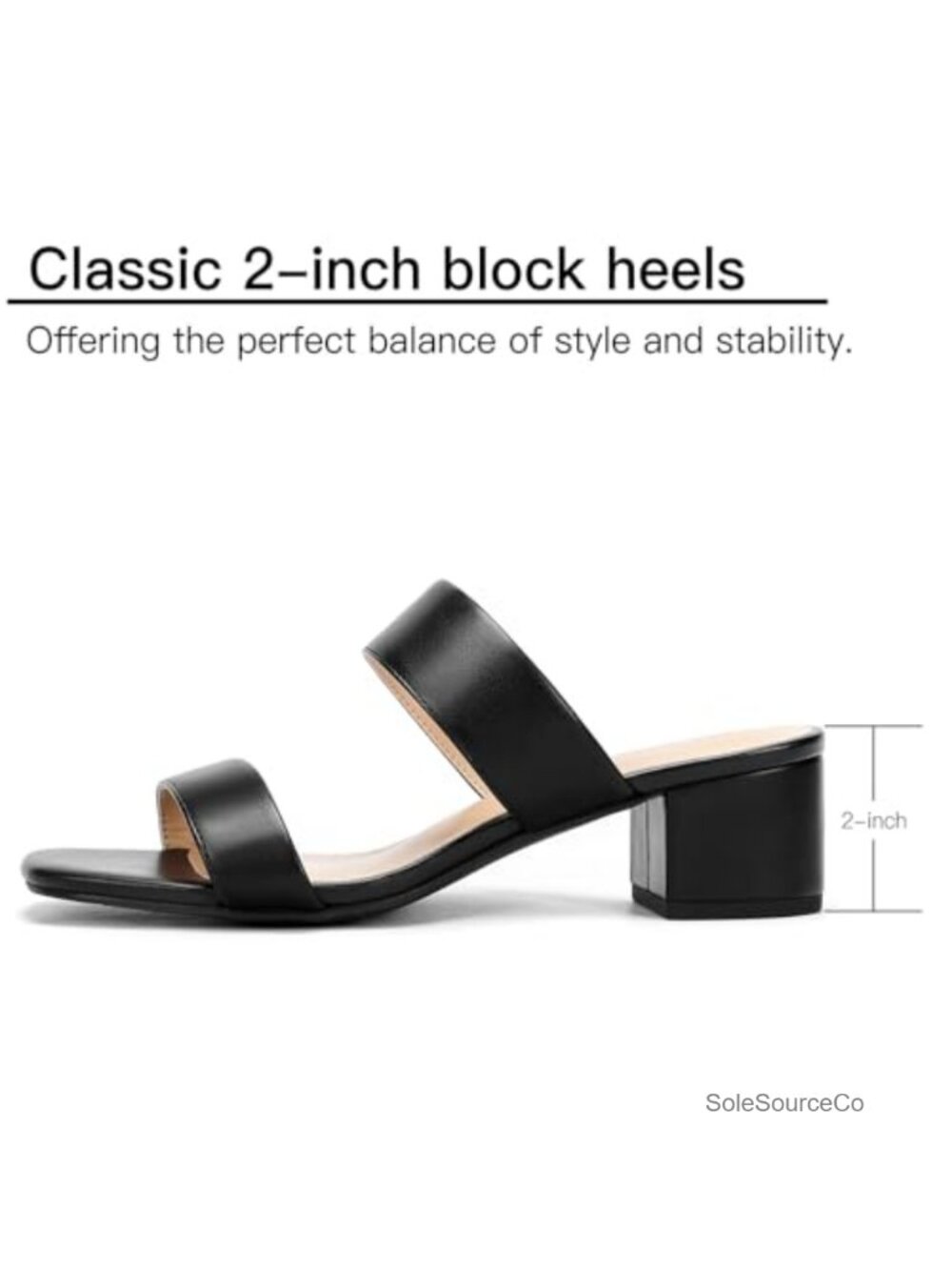 Two Strap Heeled Sandals Square Toe Block Heel Women's Dressy - Picture 3 of 6